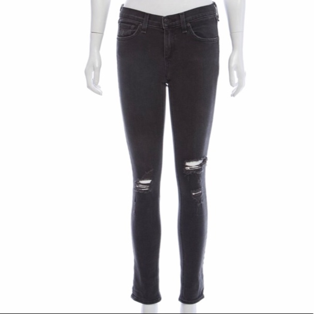Rag & Bones Charcoal Distressed Skinny Jeans 26